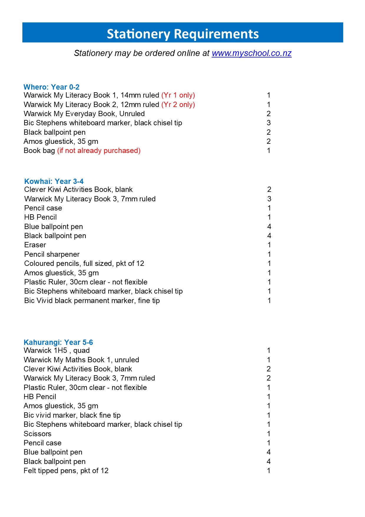 stationery-requirements-rewa-rewa-school